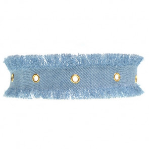 Denim Choker Kette mit goldenen Kreisen-Bild 1