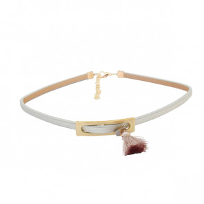 Choker Kette in grau mit Tassel und Schnalle in gold-Bild 1