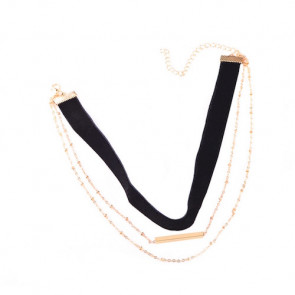 Choker Kette in schwarz mit Ketten in gold-Bild 1