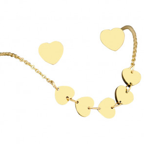 Damen Schmuckset "Hearts" Edelstahl & goldfarben