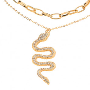 Damen Halskette "Snake" zweifarbig goldfarben mit Schlangenanhänger1
