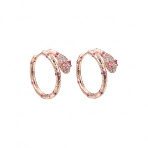Edelstahl Damen Ohrringe "Pink Snake" rosegoldfarben mit Kristallen1