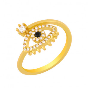 Vergoldeter Damen Edelstahl Ring "Auge der Fatima" One Size