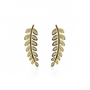 Blatt Ear Crawler in gold mit Strass - Bild 1