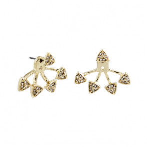 Damen Ear Jackets in gold mit Dreiecken und Strass-Bild 1