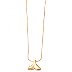 Edelstahl Halskette "Whale" goldfarben mit Walflossenanhänger