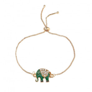 Armband für Damen mit grünem Elefant Anhänger mit Strass