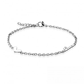 Filigrane Fusskette in silber mit Love Zeichen und Herz-Bild 1