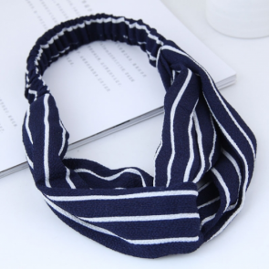 Haarband für Damen "Striped" mit Gummiband in blau und weiss