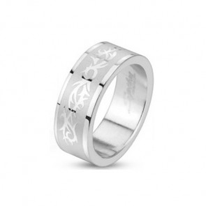 Herren Edelstahl Ring in silber mit Tribal Design 