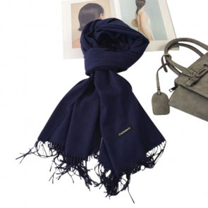 Damen Schal Kaschmir-Style einfarbig navyblau mit Fransen