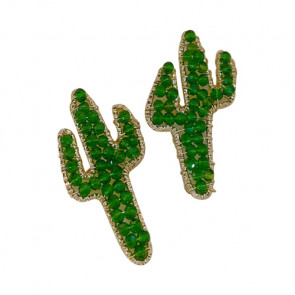 Kaktus Ohrstecker mit grünen Kristallen-Bild1