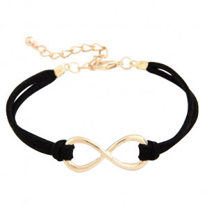 Lederarmband Infinity in gold und schwarz