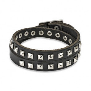 Echt Leder Armband in schwarz mit Nieten