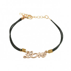 Lederarmband in schwarz mit goldenem Love Schrifzug