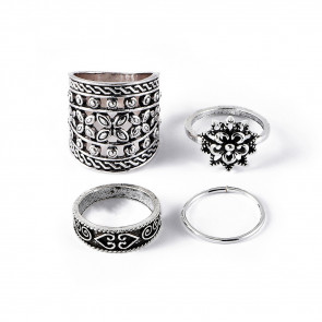 Midi Ring Set "Bravos" 4-teilig silberfarben Vintage-Bild1