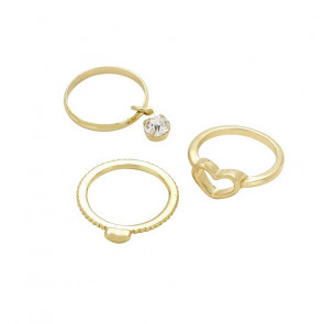 Midi Ring 3er Set in gold mit Herzen und Stein-Bild 1