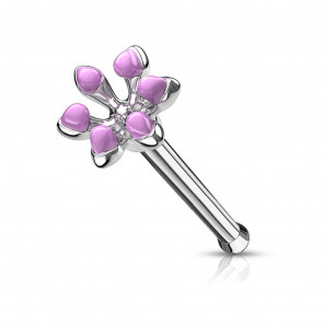 Nasenpiercing "Little Flower" aus Edelstahl mit lila Steinen-Bild 1