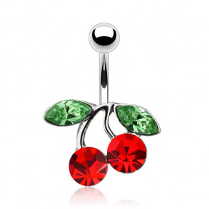 Bauchnabelpiercing Cherry silberfarben und rot