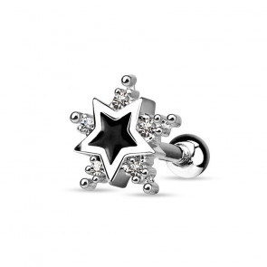 Ohrpiercing Tragus in silber mit Stern und Strass -Bild 1