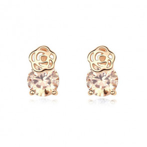 Süsse Damen Ohrstecker in gold mit Blume und Zirkoniastein
