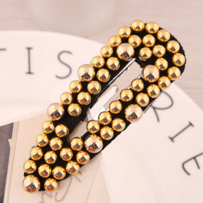 Perlen-Haarklammer "Elegance" schwarz mit goldfarbenen Perlen