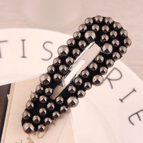 Perlen-Haarklammer "Elegance" schwarz mit silberfarbenen Perlen