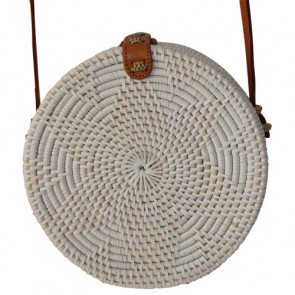 Original Bali Rattanbag mit Blumenmuster weiss-Bild 1