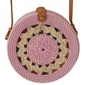 Original Bali Rattanbag mit Flechtmuster pink-Bild 1