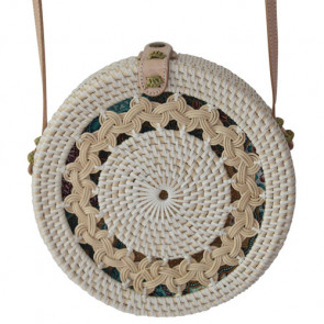 Original Bali Rattanbag mit Flechtmuster weiss-Bild 1