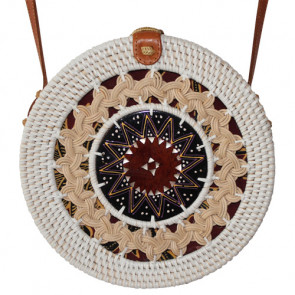 Original Bali Rattanbag mit Flechtmuster handbemalt weiss-Bild 1