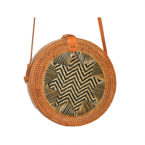 Original Bali Rattanbag mit handgewebtem Sternmuster natur/schwarz-Bild1