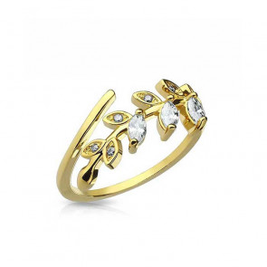 Damen Ring verstellbar mit Blatt in gold
