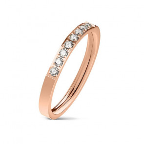 Edelstahl Ring für Damen mit Kristallreihe