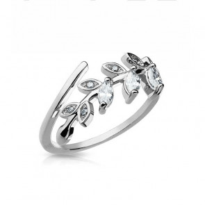 Damen Ring verstellbar mit Blatt in silber