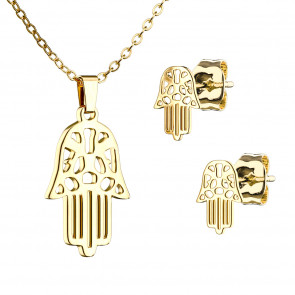 Damen Schmuckset "Hamsa" Edelstahl & goldfarben-Bild 1