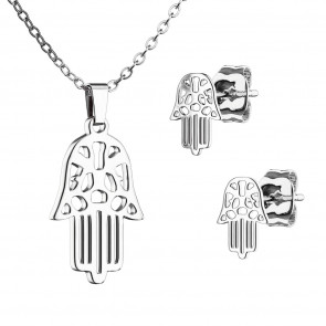 Damen Schmuckset "Hamsa" Edelstahl & silberfarben-Bild 1