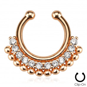 Fake Septum rosegoldfarben mit Strasssteinen