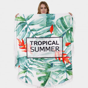 Strandtuch "Tropical Summer" 150x150cm bunt mit Fransen-Bild 1