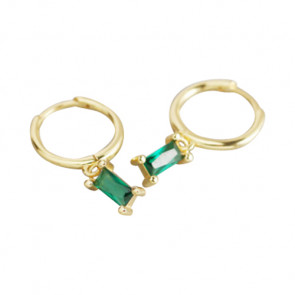 Vergoldete Klapp Creolen "Emerald" mit grünem Zirkoniastein