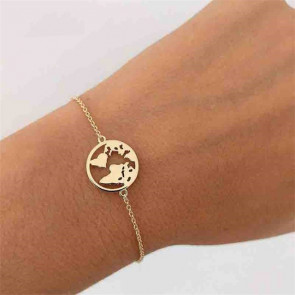 Damen Armband Worldmap goldfarben