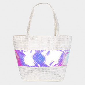 XXL Strandtasche "Mermaid" silber, lila schimmernd