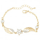 Damen Armband in gold mit Flügeln und Blume mit Strass-Bild 1