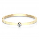 Damen Armreif aus Edelstahl goldfarben mit grossem Strassstein-Bild1
