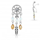 Bauchnabelpiercing in silber mit Dreamcatcher und Steinen-Bild 2