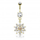  Vergoldetes Bauchnabelpiercing in gold mit Blumenanhänger