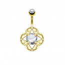 Bauchnabelpiercing goldfarbenes Tribal mit Strassstein