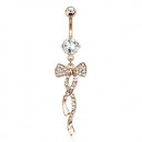 Glamour Bauchnabelpiercing mit Schleife und Kristallsteinen