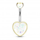 Bauchnabelpiercing "Double Heart" goldfarben mit Glitzeropal transparent-Bild 2