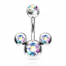 Bauchnabelpiercing silberfarben "Mouse" regenbogenfarben